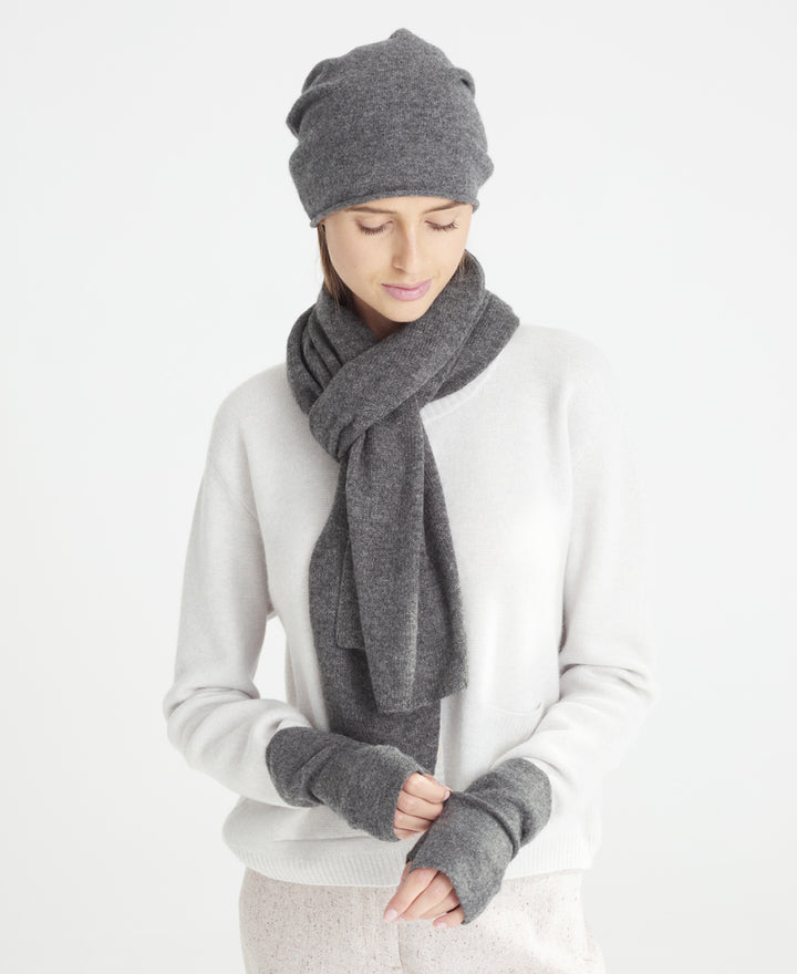 Denner cashmere Knitted Hat (Classic Colours) in Derby Grey, view 4