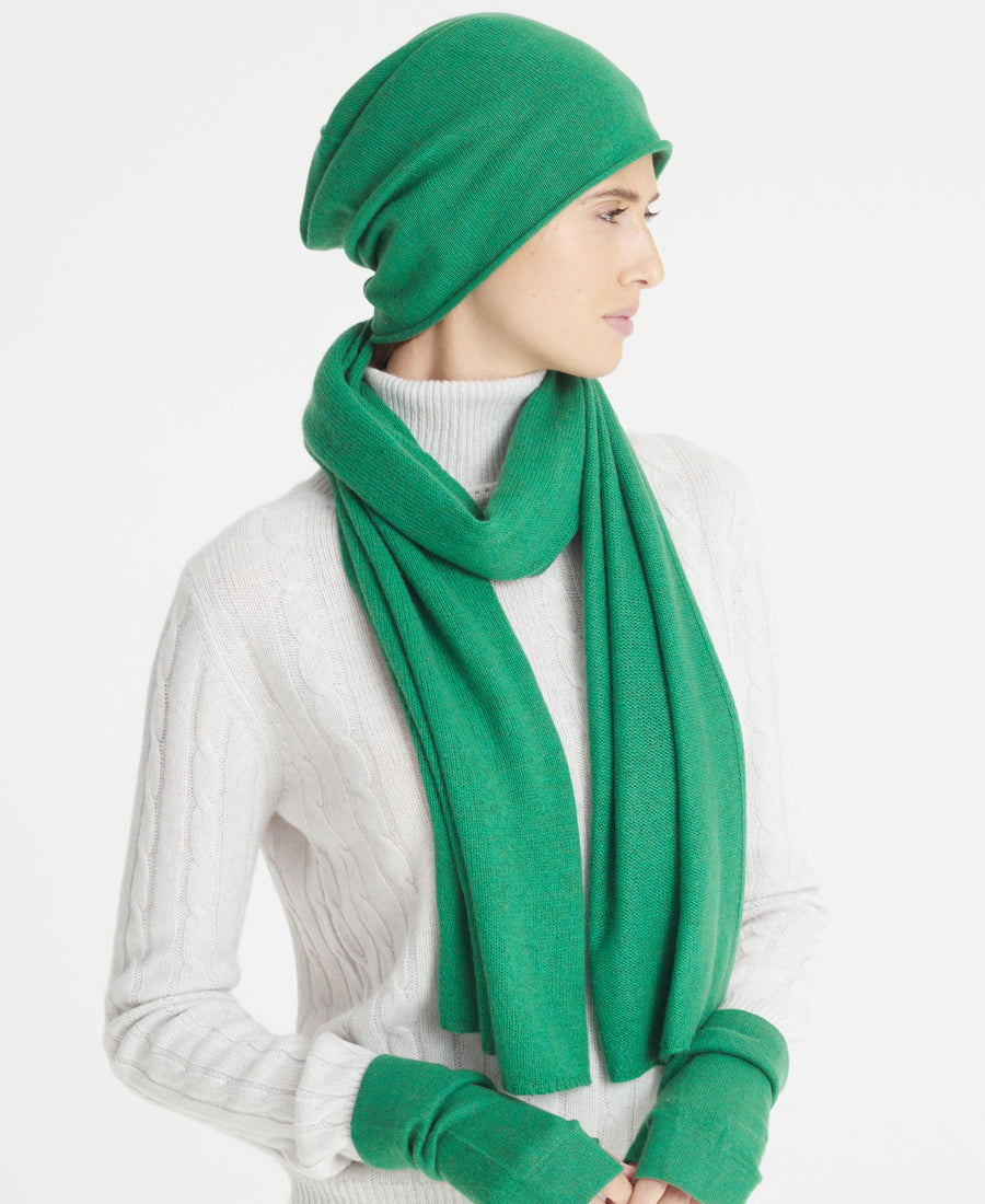 Denner cashmere Knitted Hat (Classic Colours) in Grass