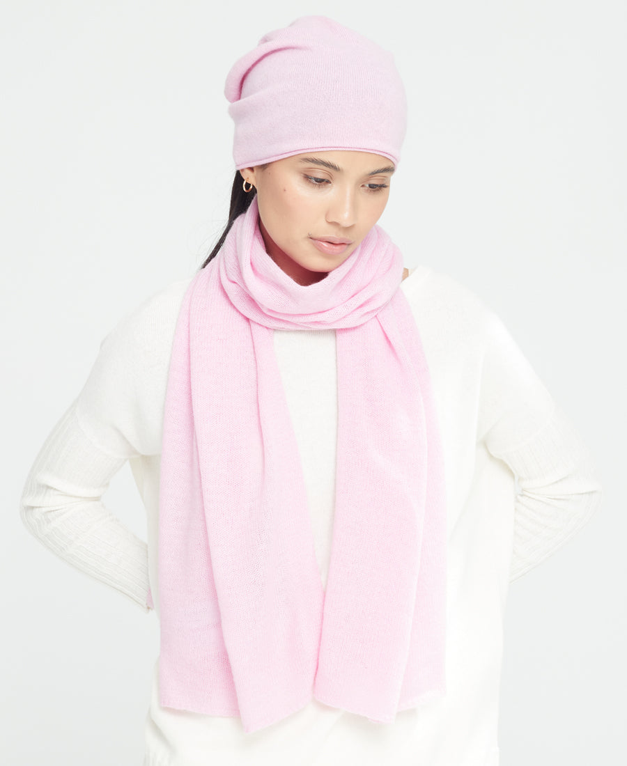 Denner cashmere Knitted Hat (Classic Colours) in Pink Champagne