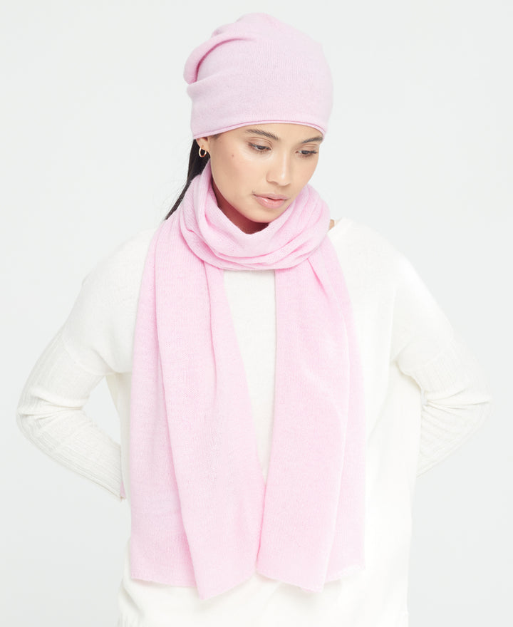Denner cashmere Knitted Hat (Classic Colours) in Pink Champagne