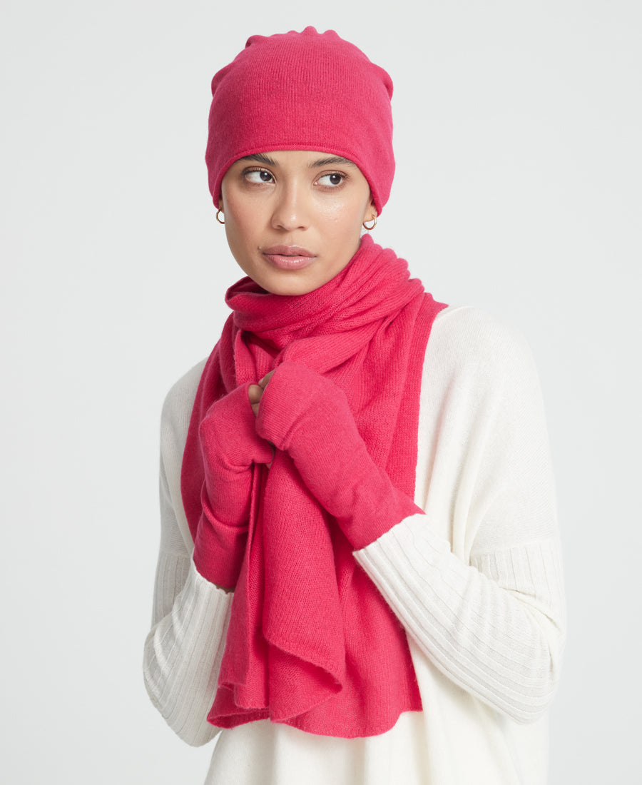 Denner cashmere Knitted Hat (Classic Colours) in Cherry