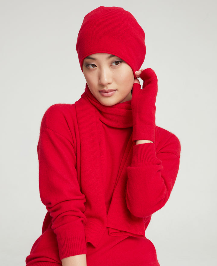 Denner cashmere Knitted Hat (Classic Colours) in Red