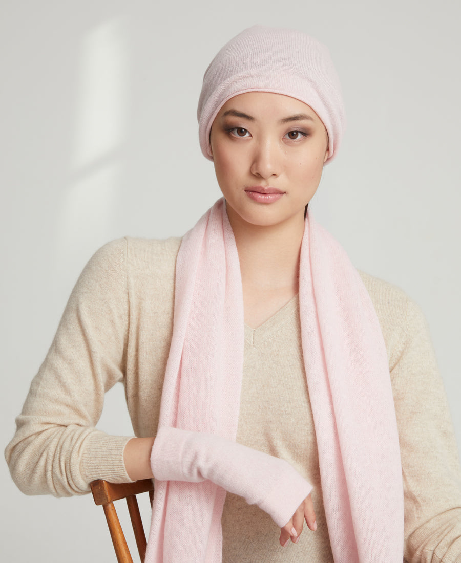 Denner cashmere Knitted Hat (Classic Colours) in Light Pink