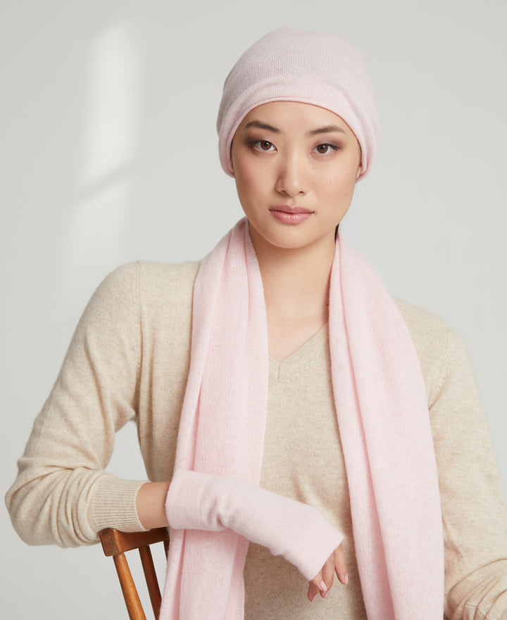 Denner cashmere Knitted Hat (Classic Colours) in Light Pink
