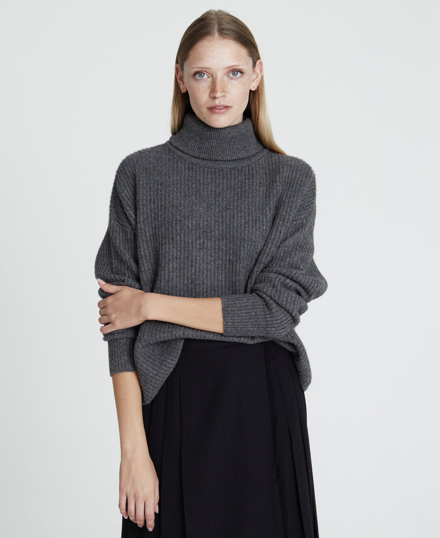 Ribbed Neck Sweater – Denner Cashmere