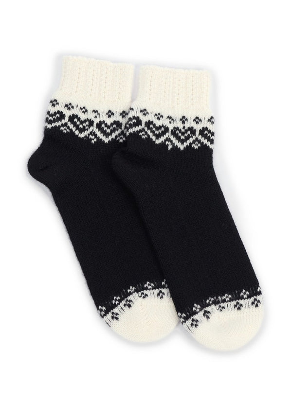 Denner cashmere Fair Isle Socks in Black
