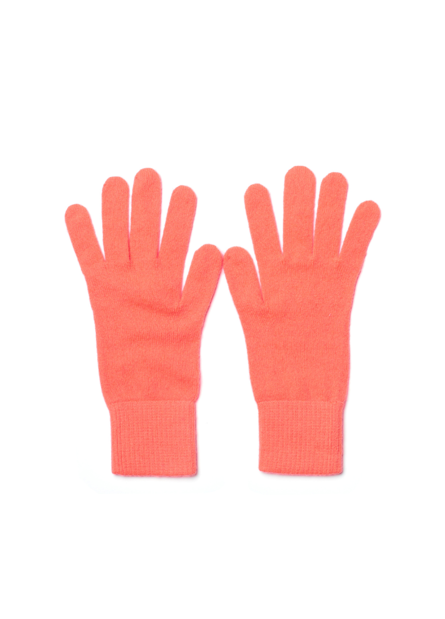 Denner women's cashmere Gloves (Classic Colours) in Neon Coral, view 2