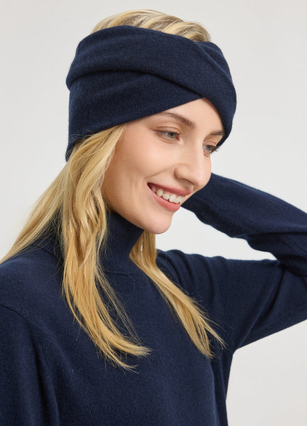 Denner women's cashmere Headband in Navy