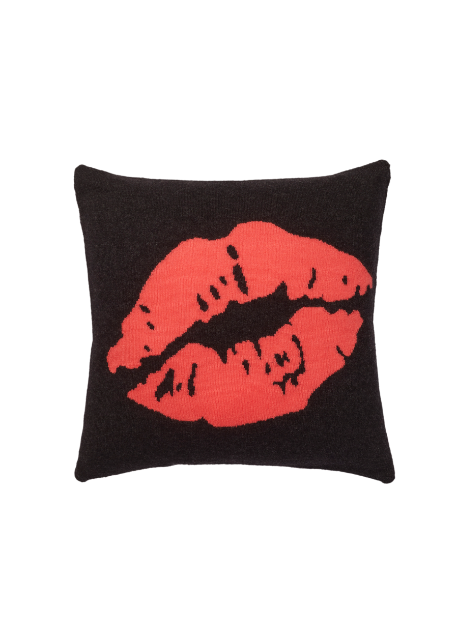 Denner cashmere Kiss Cushion Covers in Charcoal