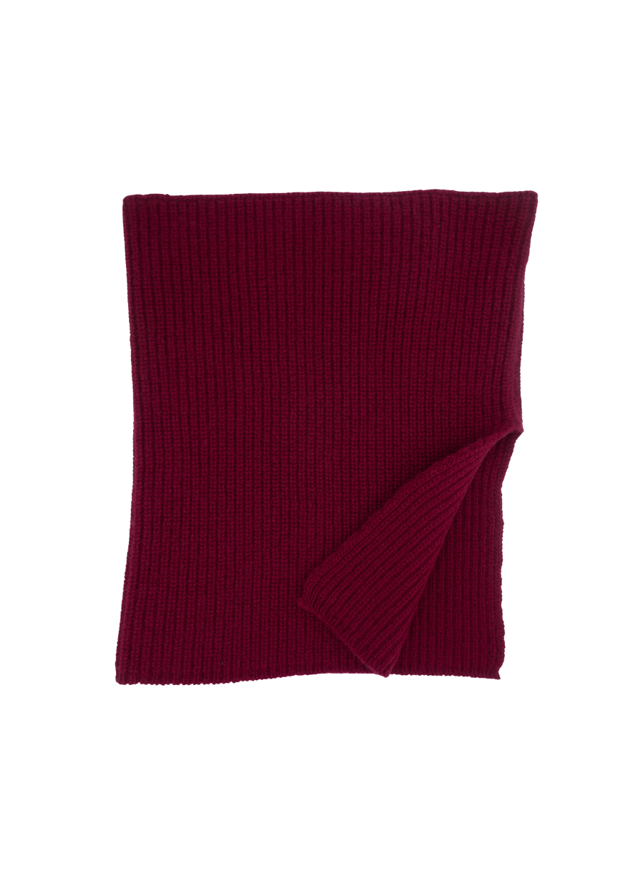 Denner women's cashmere Ribbed Snood With Slit in Cherry Lacquer