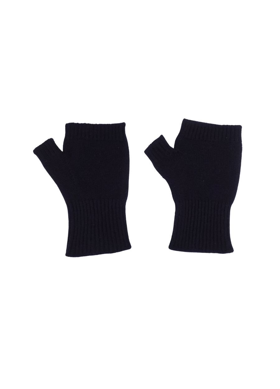 Denner women's cashmere Little Wristwarmers in Navy, view 2
