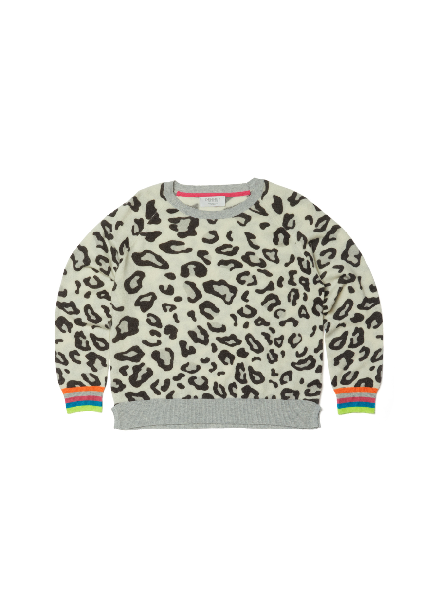 Denner women's cashmere Lucia Leopard Sweat in Leopard, view 2