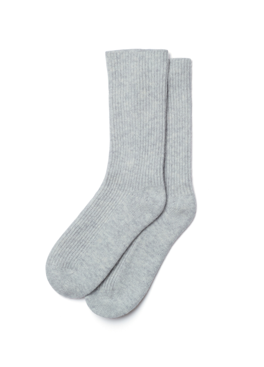 Denner women's merino and cashmere blend Ribbed Socks in Mineral Grey