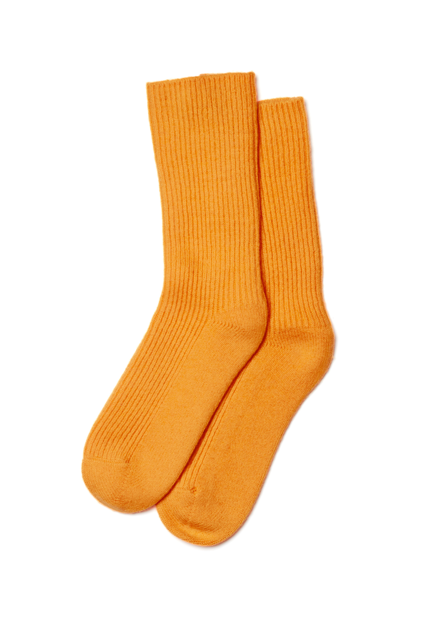 Denner women's merino and cashmere blend Ribbed Socks in Vitality Orange