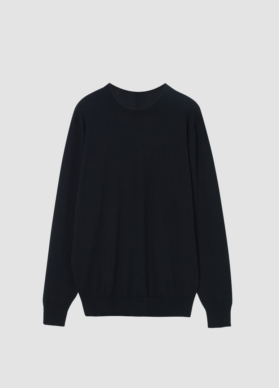 Denner men's Cashtouch merino Holland Crew in Black, view 2