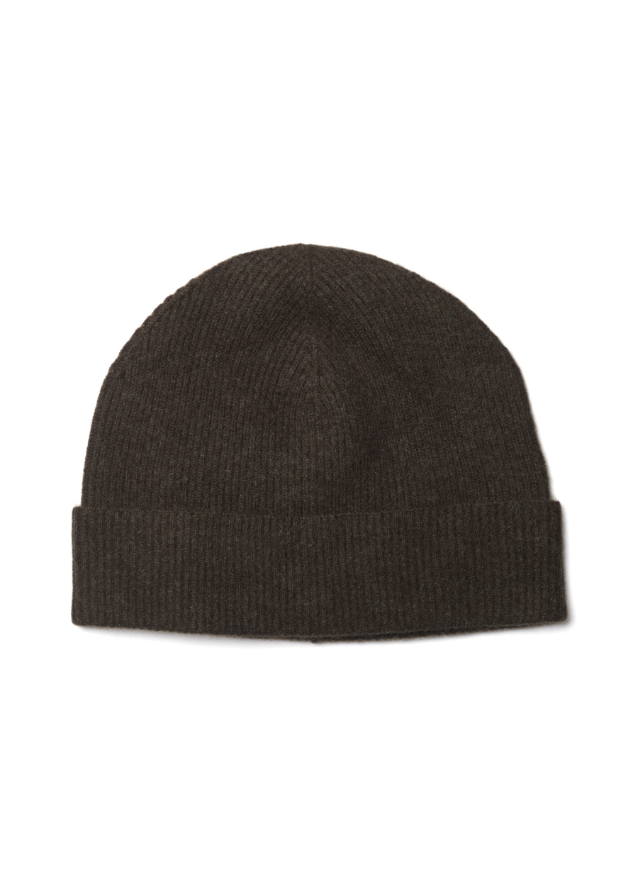 Denner men's cashmere Plaited Beanie in Khaki