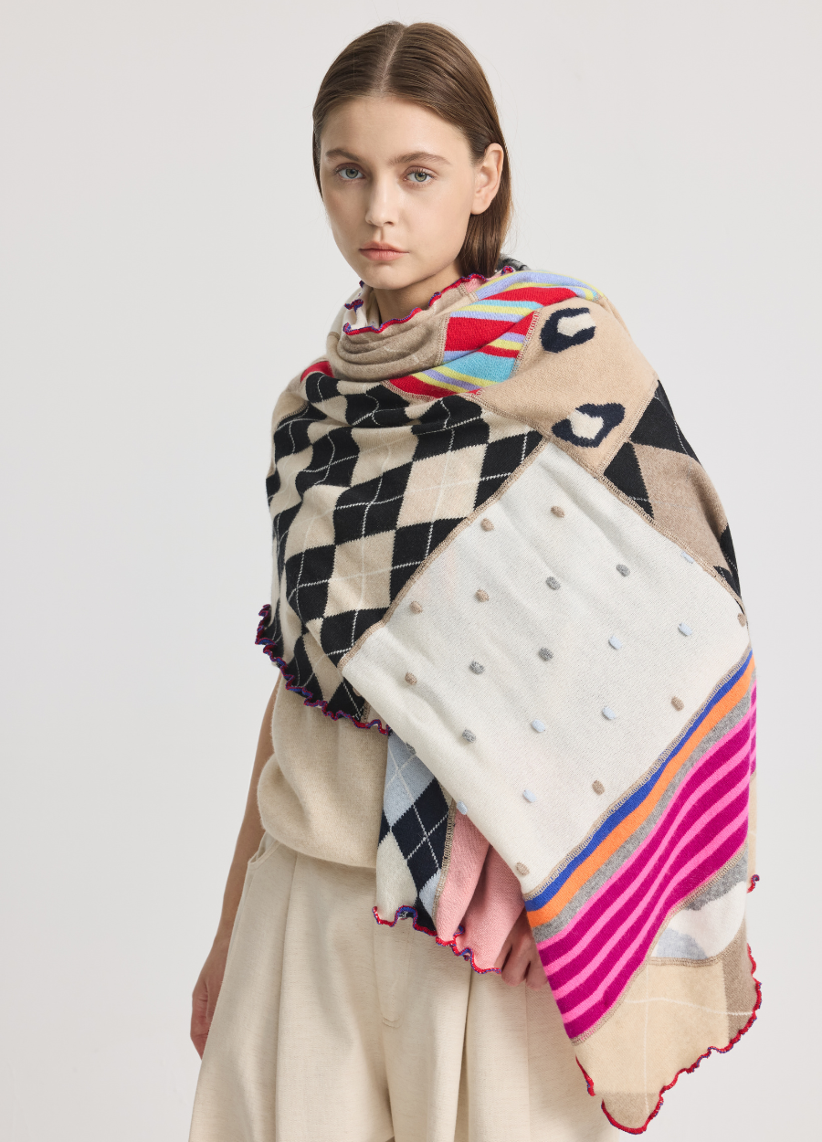 Denner cashmere Patchwork Throw in Patchwork