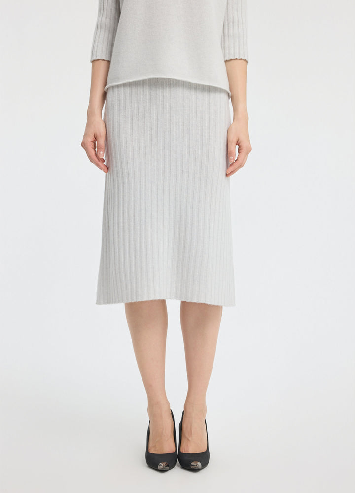 Cashmere Ribbed Midi Skirt