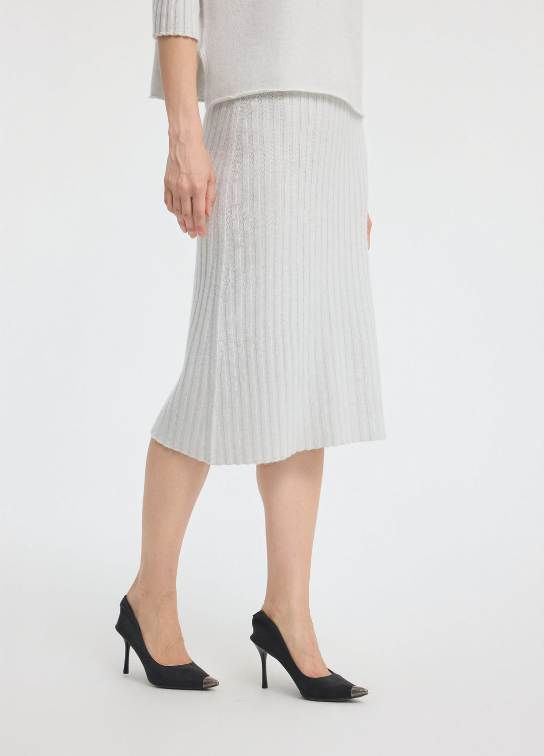 Cashmere Ribbed Midi Skirt