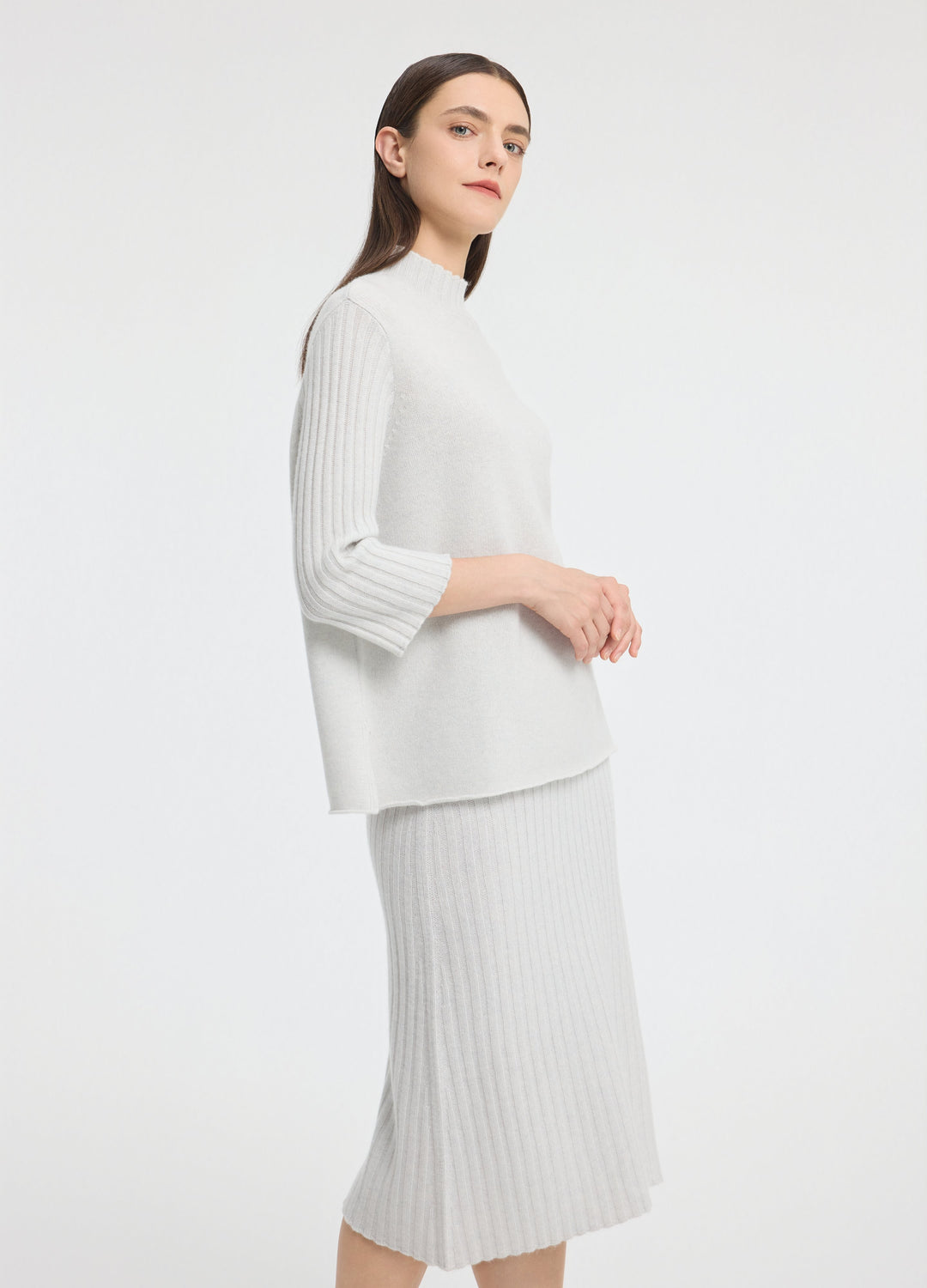 Cashmere Ribbed Midi Skirt