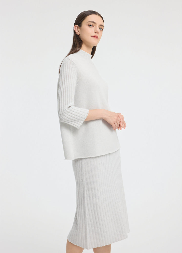 Cashmere Ribbed Midi Skirt
