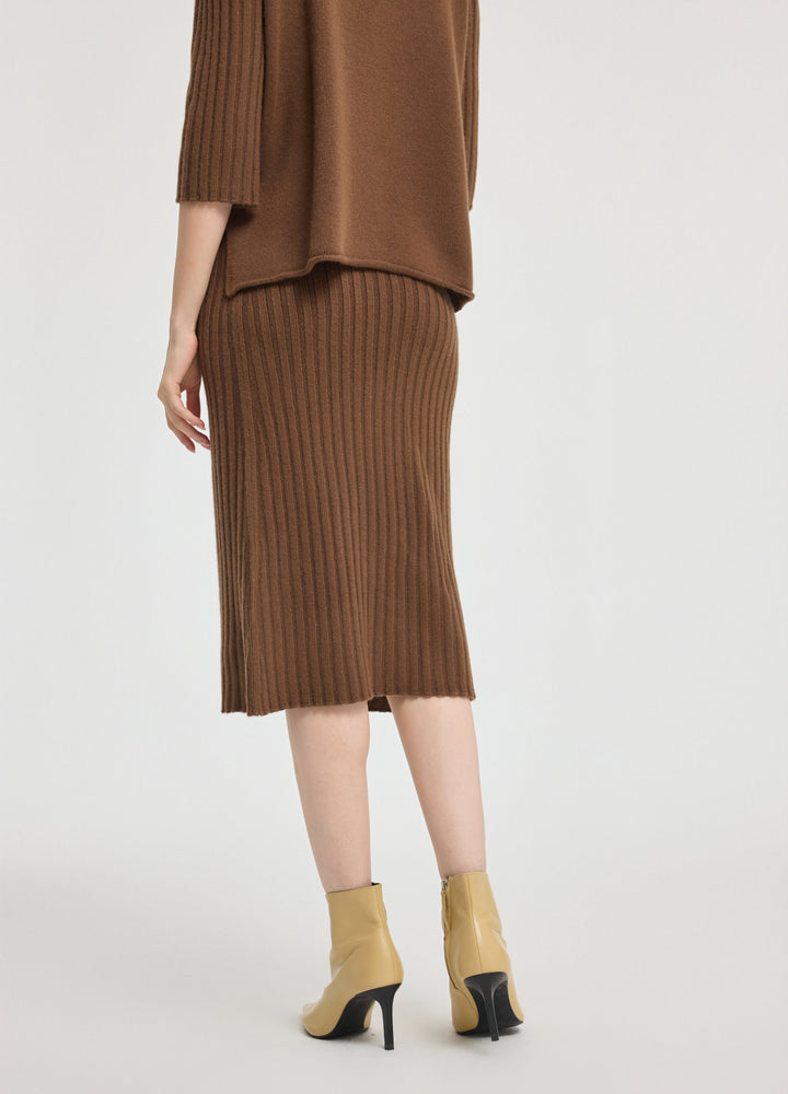 Cashmere Ribbed Midi Skirt