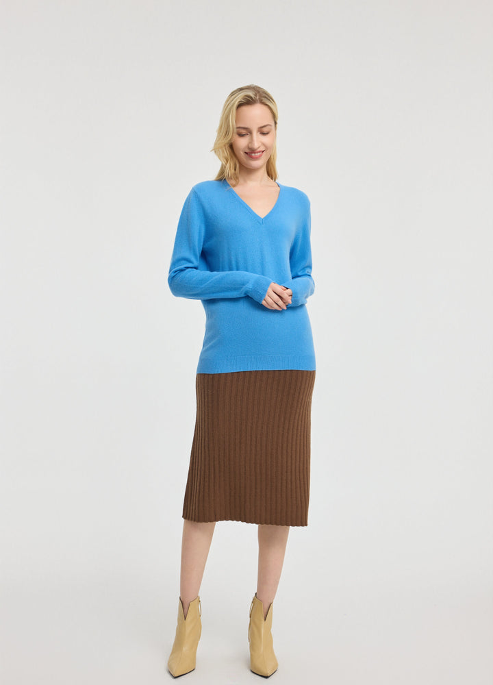 Cashmere Ribbed Midi Skirt