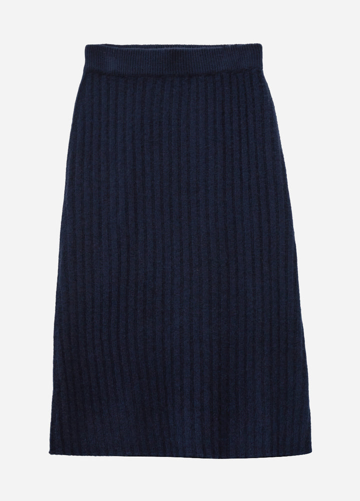 Cashmere Ribbed Midi Skirt