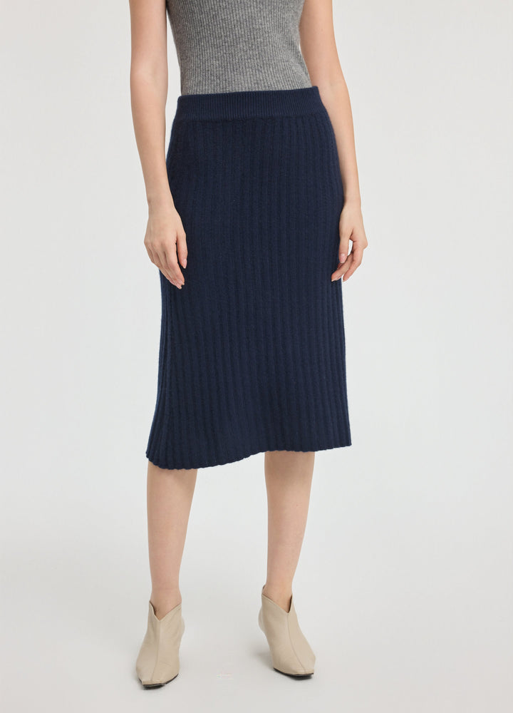 Cashmere Ribbed Midi Skirt
