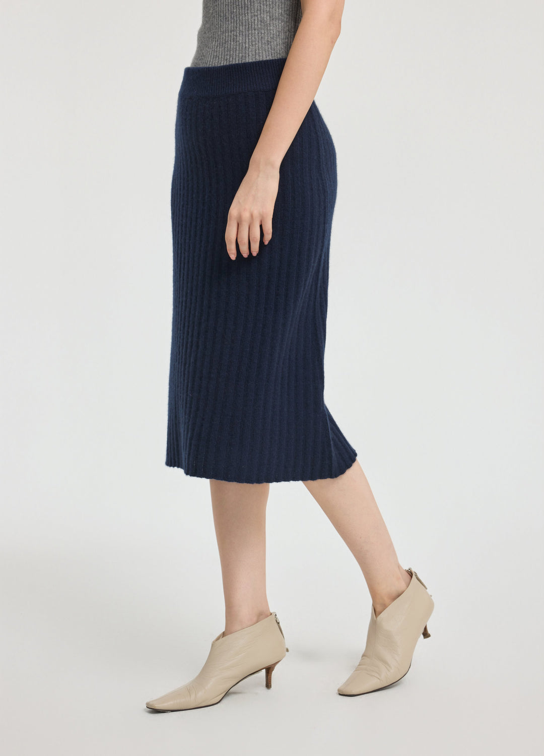 Cashmere Ribbed Midi Skirt