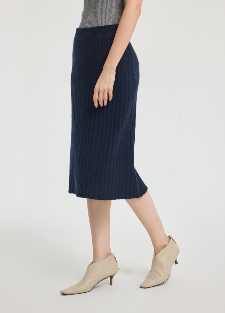 Cashmere Ribbed Midi Skirt