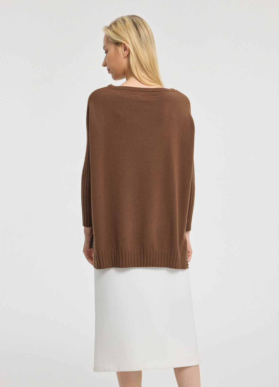 Cashmere Ribbed-Cuff Boat Neck