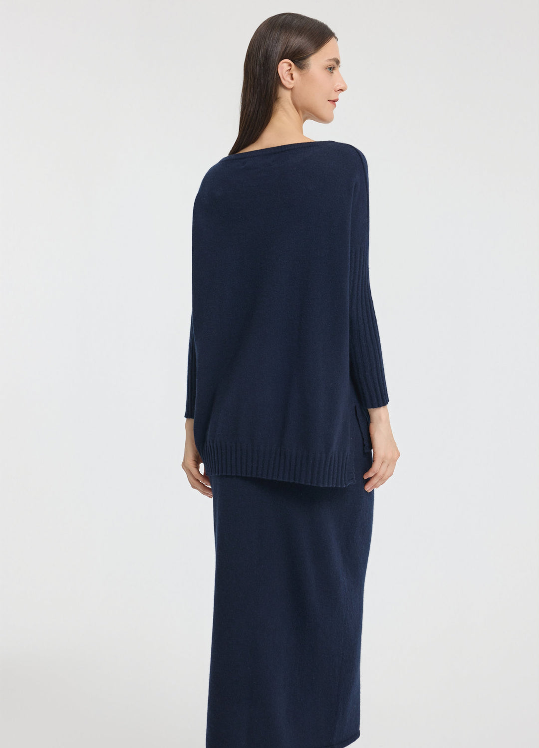 Cashmere Ribbed-Cuff Boat Neck