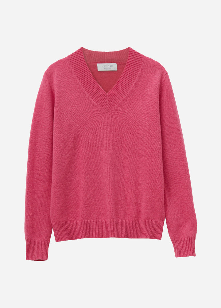 Cashmere Rib-Collar V-Neck