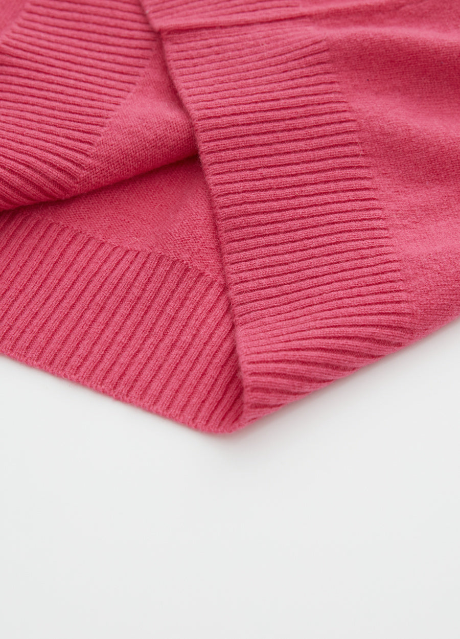Cashmere Rib-Collar V-Neck