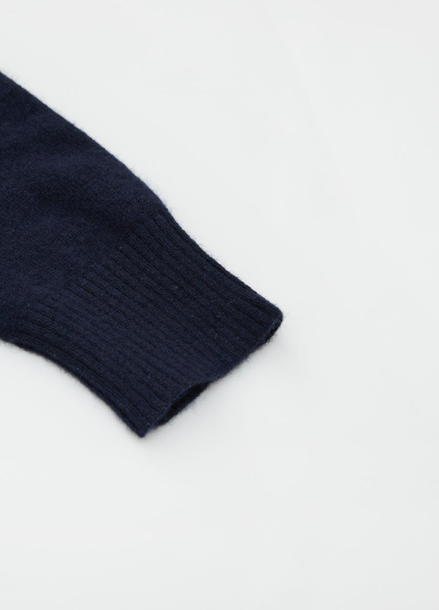 Cashmere Rib-Collar V-Neck