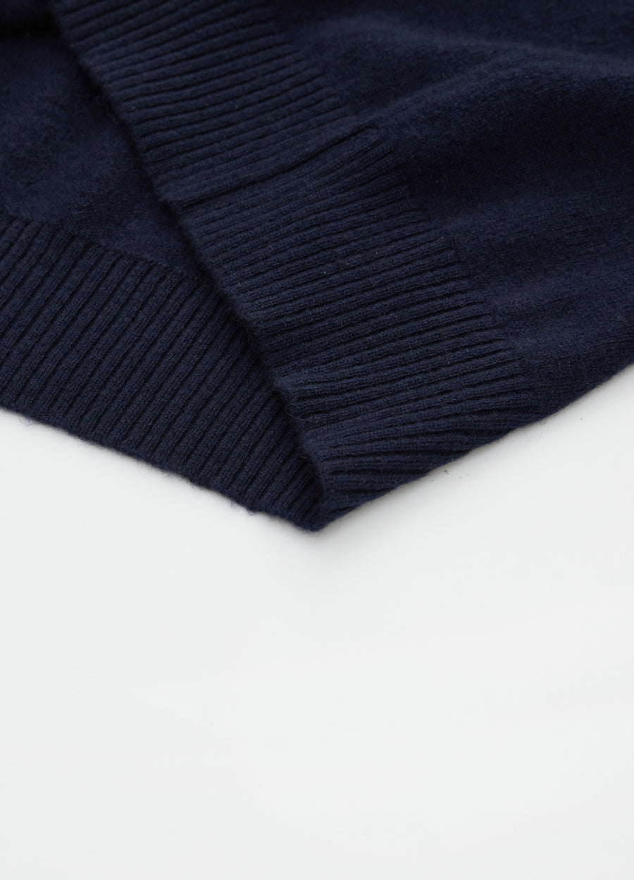 Cashmere Rib-Collar V-Neck