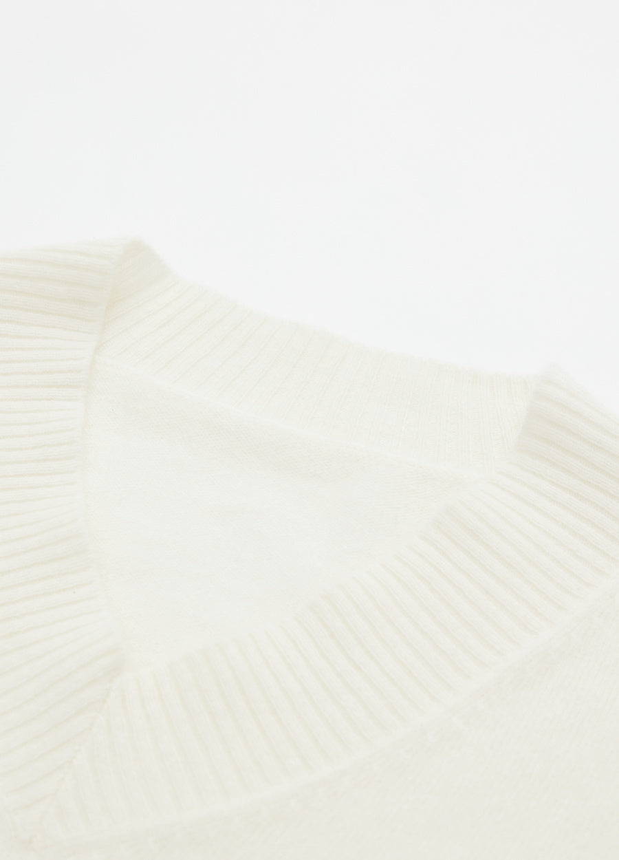 Cashmere Rib-Collar V-Neck