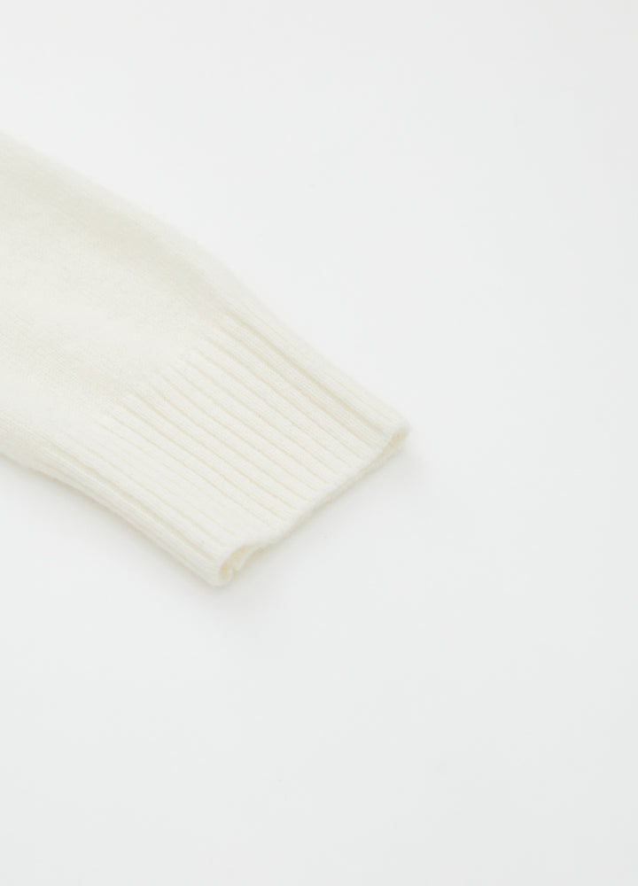 Cashmere Rib-Collar V-Neck