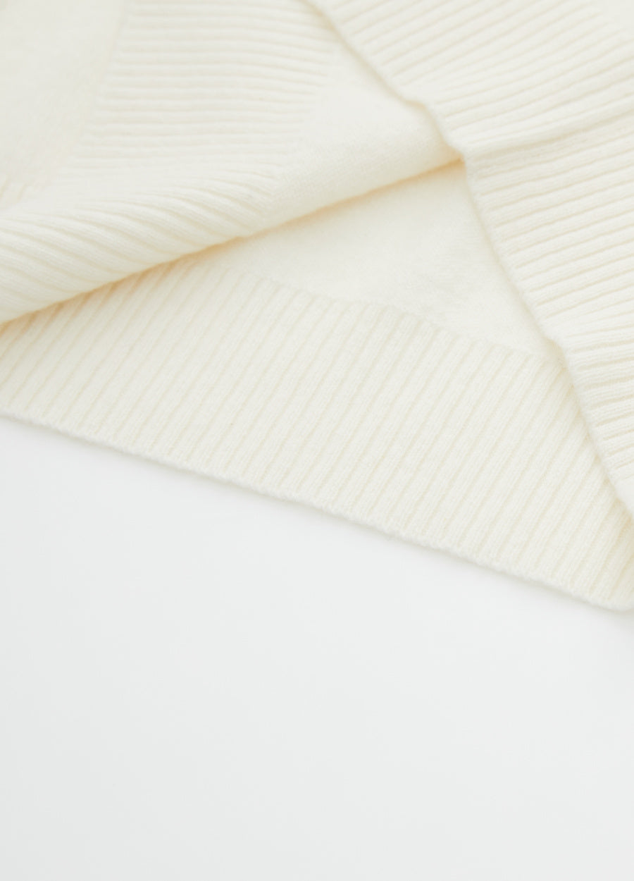 Cashmere Rib-Collar V-Neck