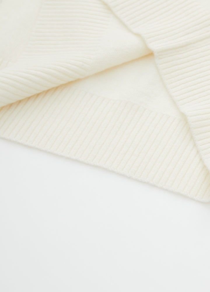 Cashmere Rib-Collar V-Neck