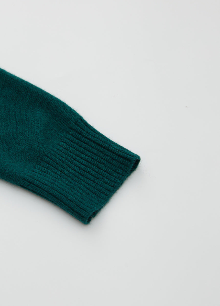 Cashmere Rib-Collar V-Neck