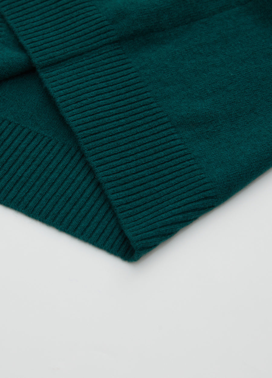 Cashmere Rib-Collar V-Neck