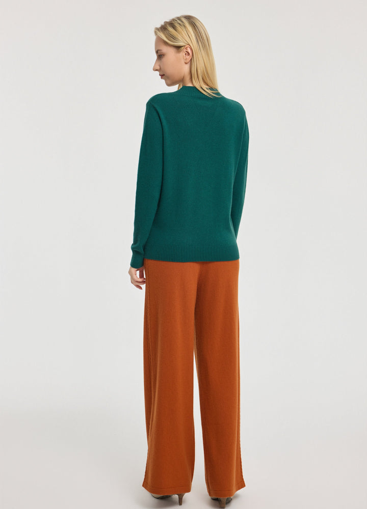 Cashmere Rib-Collar V-Neck