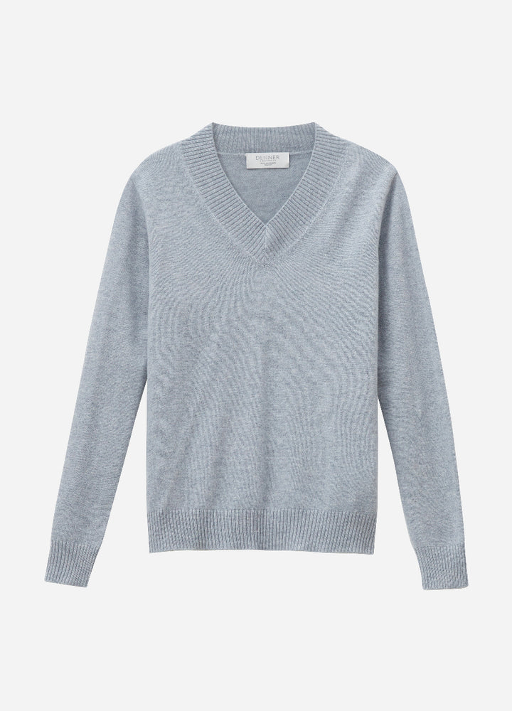 Cashmere Rib-Collar V-Neck