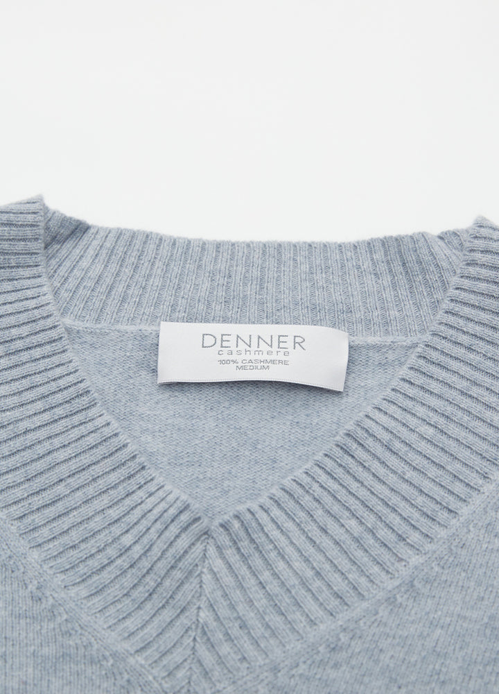 Cashmere Rib-Collar V-Neck