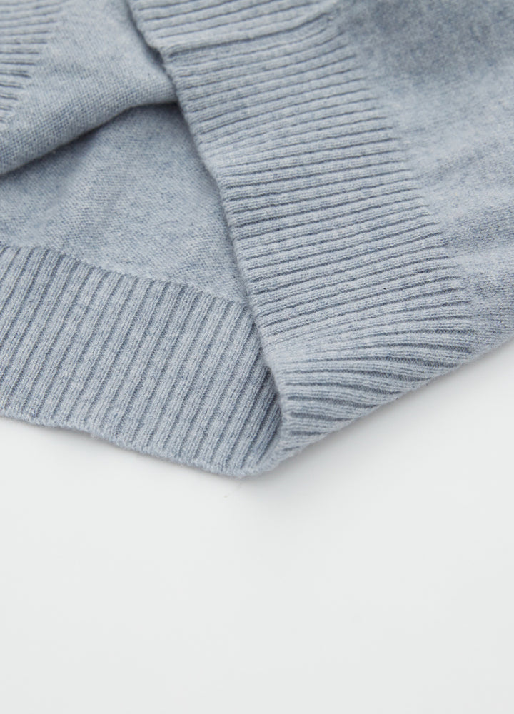 Cashmere Rib-Collar V-Neck