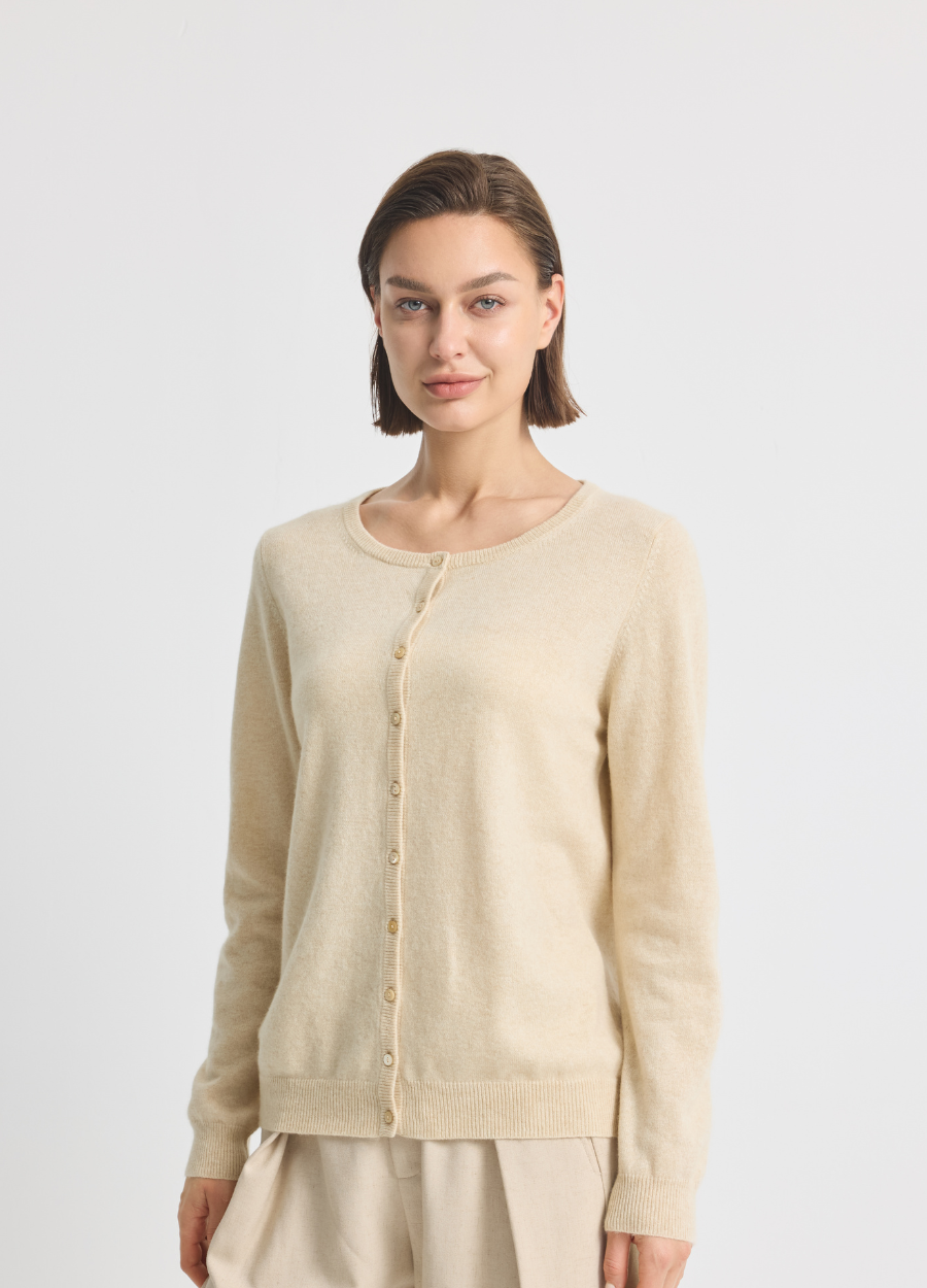 Cashmere Crew Neck Cardigan