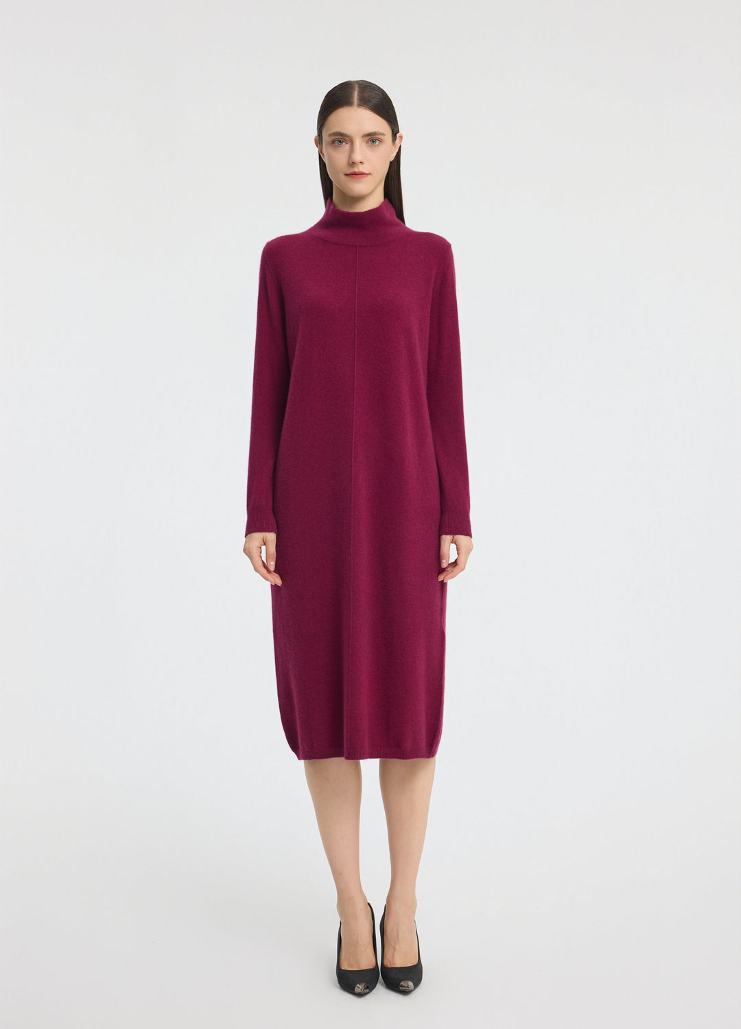 Cashmere Relaxed Funnel Neck Dress