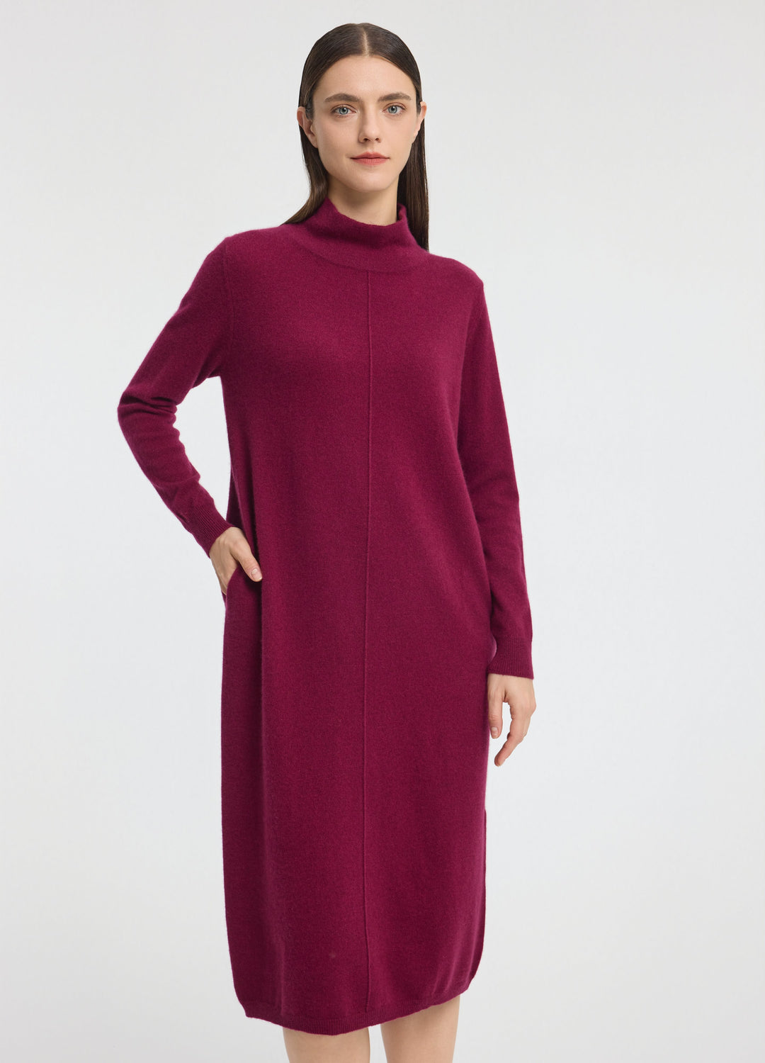Cashmere Relaxed Funnel Neck Dress